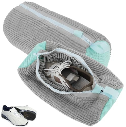 2 pezzi di rete per biancheria, sacchetti per lavatrice, scarpe con pulitura a 360°, sacchetti riutilizzabili, con chiusura lampo, reti per biancheria, scarpe da ginnastica, calze, reggiseni (grigio)