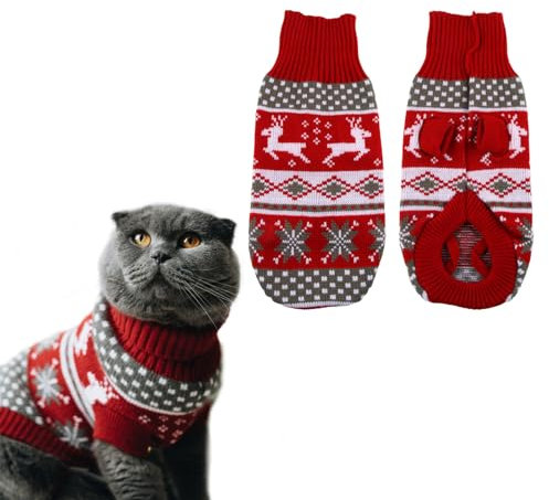 XIMEY Katzen Pullover, Hundemantel, Katzen Weihnachtskostüm, Hunde Weihnachtspullover, Katzenkleidung, Weihnachtspullover Katze, Hundebekleidung & Zubehör (S)