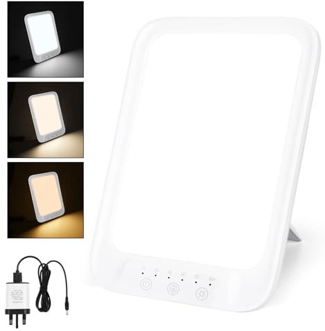 AOGOE SAD Lamp, SAD Light, 16000 Lux Light Therapy Lamp, UV-Free Natural Sunlight Lamp with 3 Color Temperature & 10 Brightness Levels, SAD Light Therapy Lamp with Memory Function and 6 Timer Settings