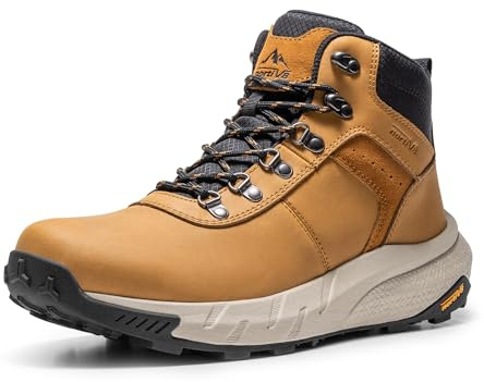 NORTIV 8 Men's Waterproof Hiking Boots Lightweight Outdoor Mid Trekking Leather Shoes DriftShield,Size 9,Brown,NMUMHB2505