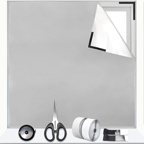 Oscuranti per finestre Grigio chiaro Set, 2m x 1,45m Senza foratura Oscuramento finestra Tenda a rullo Tessuto oscurante con ventose 420D Oxford Protezione termica della Oscuramento finestra