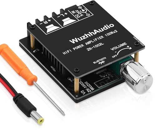Amplificateur HiFi avec Bluetooth 5.0, ZK-1002L 2.0 Canal 100W X 2 Module amplificateur Audio stéréo Mini amplificateur de Puissance récepteur DC 5-24V DIY kit de Haut-parleurs.