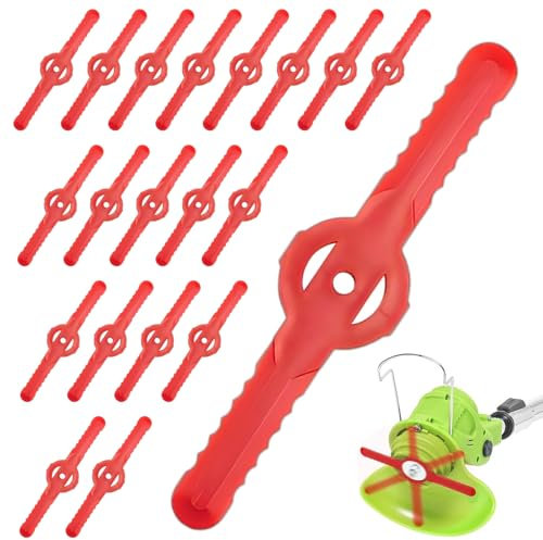 eupdd 100 Pièces Lame Coupe Bordure: Lames de Rechange en Plastique de 14cm pour Pelouse, Parc, Ferme, Verger, Lames en Plastique pour Coupe-Bordure, Lames de Coupe Herbe, Rouge