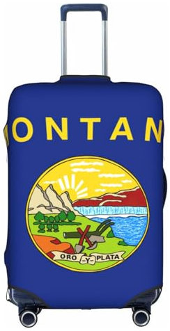 NBAGHPQ Montana State Flag Print Universale Elegante Valigia Copertura Elastico Lavabile Anti Graffio Protezione Dei Bagagli, bianco, S