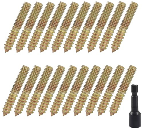 Litoexpe 20 Pcs 5/16-16 2 Inch Hanger Bolts Double Headed Bolts with Driver Self Tapping Screw Furniture Accessories for Wood Joint