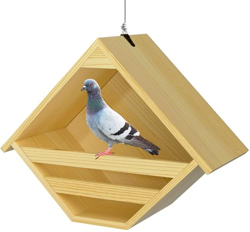 Nalwort Dove Nesting Box, Solid Wood Mourning Dove Nesting Box, Triangular Opening Birdhouses for Outdoors, Pigeon House with Hanging Rope, 11.2 H x 6 D x 14 W, Nesting Pad Not Included