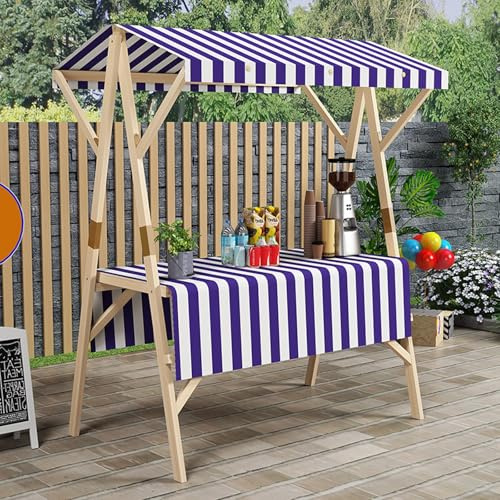 HARELA Genérico Puesto de Mercado con Toldo, Carrito de Comida callejera de Madera, Puestos Plegables, para Venta De Alimentos para Puestos Callejeros, Ferias De Artesanía(Blue,150cm/59in)