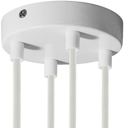 creative cables - Kit Rosace métallique cylindrique à 4 Trous - Cylindrique, Blanc Brillant