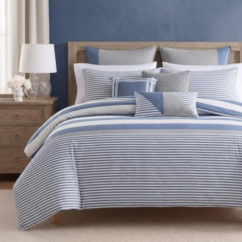 Nautica - King Duvet Cover Set, Cotton Reversible Bedding with Matching Shams, Mediterranean Inspired Home Decor for All Seasons (Fairwater Blue, King)
