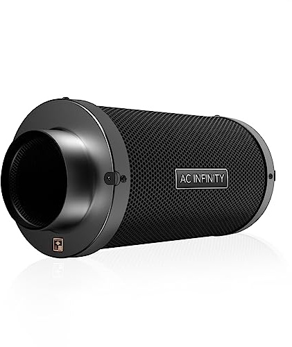 AC Infinity Kolfilter med premium australiensiskt jungfrukol, 20 cm, 8 tum, för inline-kanalfläkt, luktkontroll, hydroponik, växtrum