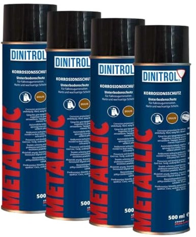 DINITROL® Metallic – brauner gewachster Fahrzeug-Unterboden-Korrosionsschutz – 4 x 500 ml Aerosole