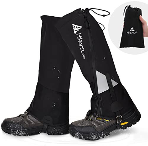 HIKENTURE Gamaschen Wandern Jagd Fahrrad, Gamaschen Herren Damen Wasserdicht, Regengamaschen, Gamaschen Outdoor zum Schutz von Hose&Schuhe vor Schnee/Regen/Insekten, Gaiters Schneewandern-schwarz-M