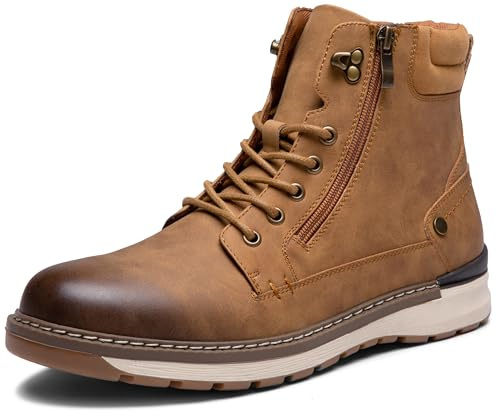 Vostey Men's Boots Casual Chukka Side Zipper Fashion 8051 brown 10.5