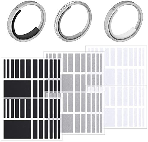 114 Pièces/ 6 Feuilles Ajusteur de Taille de Bague Invisible Taille de Bague Lâche Garde de Bague Bijoux Réducteur de Bague Régleurs de Bague Lâche Pièce de Fixation de Bague Anti-Glisser