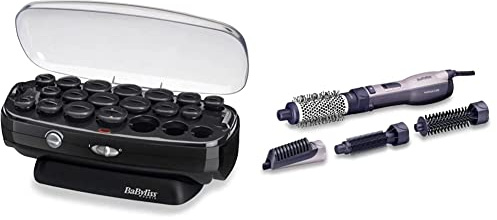 BaByliss Bigoudis Chauffants Thermo-Ceramic Roller - 20 bigoudis avec 3 diamètres pour des boucles et un volume durables & AS121E - Brosse soufflante 1200W Multistyle 4-en-1 Ionique et accessoires