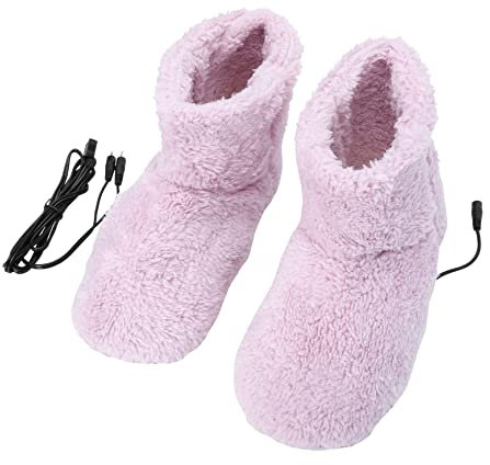 Beavorty Usb Beheizbare Warme Hausschuhe Aus Plüsch Elektrisch Wiederaufladbare Fußwärmer Schuhe Mit Sicherer Temperaturregelung Praktische Fußheizung Für Kalte Wintertage Rosa