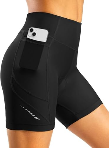 Bikewa Women's 4D Padded Bike Shorts High Waist Cycling Underwear for Women Road Bicycle Biking Biker Shorts with Zipper Pockets(Black,M)