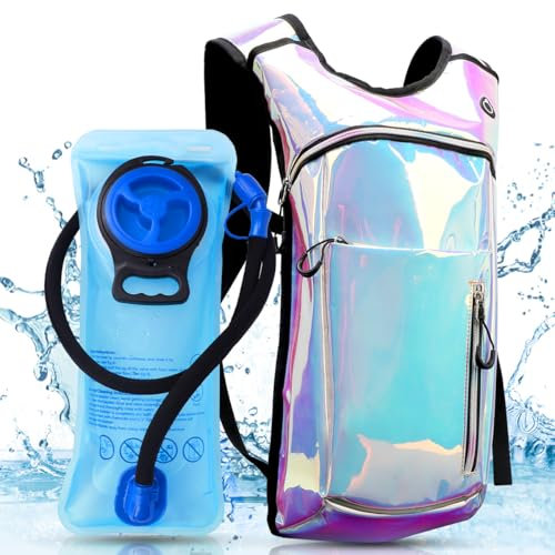 Expansea Hydration Backpack, Hydration Pack, Wasser-Rucksack mit 2L Trinkblase, Hydration Backpack Rave, leichte Isolierung Hydro Daypack für Festivals, Rave, Radfahren, Laufen, Wandern