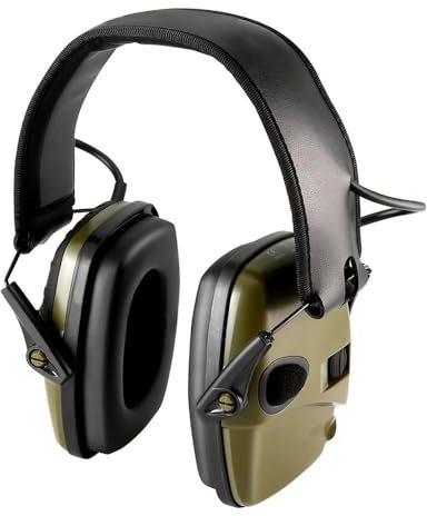 Cuffie antirumore elettroniche per adulti, con cancellazione del rumore da 82 dB, archetto regolabile e custodia rigida, ideali per softair, lavori fai da te e giardinaggio