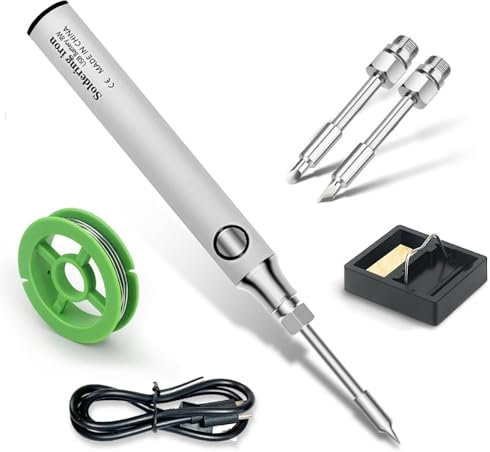 Mini Sladdlös Lödkolvssats Kompakt Hem Gör-det-själv Handhållen Lödpenna Intelligent Konstant Temperaturkontrollchip Bärbar Säkrare Hemverktyg Gör-det-själv Handgjorda (White)