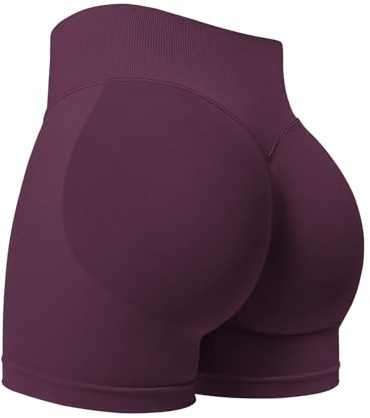 ZAAYO Sportshorts för kvinnor, 9,6 cm osynlig scrunch, rumplyft, gymträning, korta yoga-shorts med hög midja, sömlösa booty biker-shorts, S
