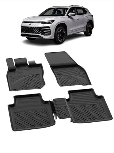 Sahler Golvmattor bilmattor kompatibla med Volkswagen Tayron 2024–2026 | 4,5D Premium TPE gummi halkfria gummimattor vattentät bil bilmatta svart
