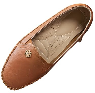 Women's Loafers & Moccasins Extra Wide Fit Flat Shoes for Women Wide Fitting Comfortable Lightweight Moccasins Slip-on Walking Loafers Casual Work Office Comfort Shoes Brown