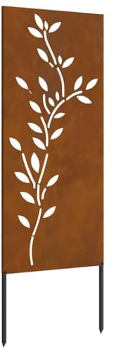 Tomostar Plaque de Jardin en Métal, Plaque Décorative Panneau Décoration de Jardin Floral Rouillé 50 x 140 cm