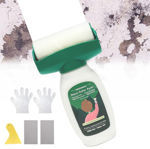 Wapasezyar Rodillo de reparación de pared, color blanco, 500 g, pintura de pared 2 en 1, color blanco, con pasta de reparación para arañazos, manchas, graffiti