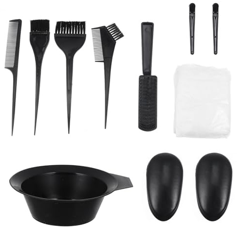 VICASKY 11pcs Hair Tint Kit with Hair Dye Brush and Bowl Set Compact Pp Material with Ear Covers and Comb Protects Scalp for Salon and Home Use