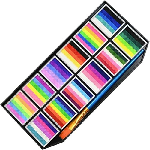 Palette De Peinture pour Le Visage Halloween, Peinture Corporelle Néon À Base D', Peinture pour Le Visage Arc-en-Ciel, Palette De Maquillage Fendue pour Enfants