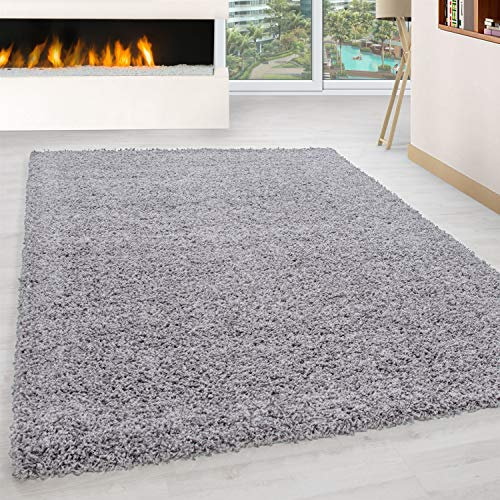 Abaseen Small Large Shaggy Rug Modern Rugs Living Room Extra Large Small Medium Rectangular Size Soft Touch Thick Pile Living Room Area Rugs Non Shedding (Silver, 160x230 cm)
