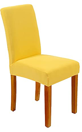 Surwin Fundas para Sillas de Comedor 2/4/6/8 Piezas Elásticas y Modernas Desmontables Lavables Cubiertas Funda Asiento Silla, para Comedor Hotel Banquete de Boda Decoración (Amarillo,2 Piezas)