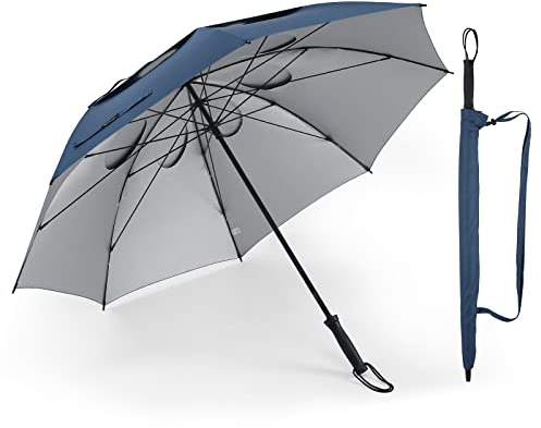 Doubwell Storm Proof Golf Sports Umbrella - 62 Inch Large Size Sturdy Umbrella with UV Protection, Resists Up to 55 MPH Wind for Men and Women (Dark Blue)