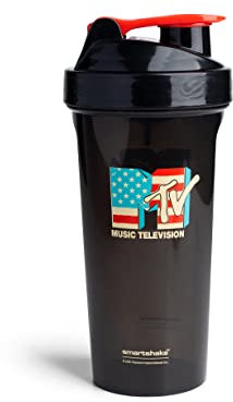 Smartshake Bouteille shaker Lite MTV avec logo drapeau américain (800 ml) | Design durable et facile à nettoyer | Anti-fuite, sans BPA et sans DEHP