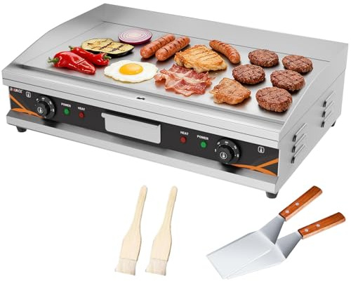 DULNICE 4400W Fry Top Elettrico 29inch Piastra Elettrica Professionale Doppelte Temperaturregelung 50-300°C, Piastra Elettrica per Grigliare Für Restaurants geeignet
