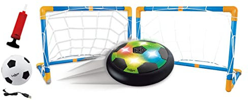 Lexibook, Aerofoot, Hovercraft Fußballscheibe, 2 Tore, Pumpe und aufblasbarer Ball enthalten, gleitet leicht, schnell und dynamisch, Lichteffekte, Anti-Schock Schaumstoffkanten, wiederaufladbar, JG981