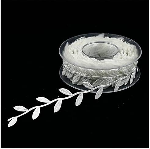 SHTGOI 1 rulle presentband 15 m buskgirlang konstgjorda blad bladband präglat bladband blad ränder dekorativa dekorativa blad vinranka bladband tygband dekorativt band vit