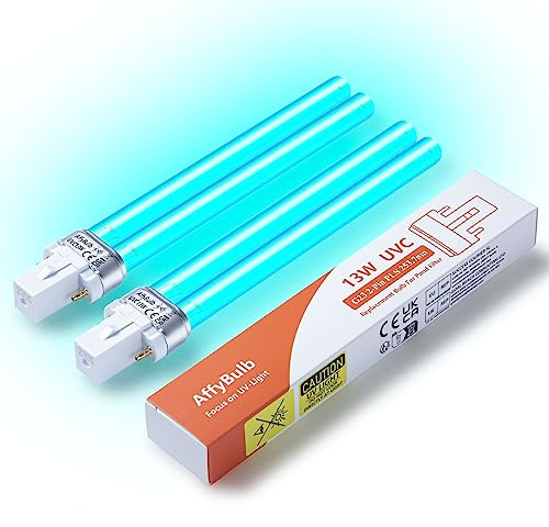 AffyBulb 13W G23 PLS UVC-ersättning för induktiv ballast - för dammklarare, UVC-filter för akvarium - eliminerar alger och bakterier (2 st)
