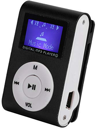 Mini-MP3-Player mit Clip – Tragbarer MP3-Musik-Player mit Kopfhörer – Maximale Erweiterung von 32 GB – Lange Akkulaufzeit – und Alte Menschen (Schwarz)