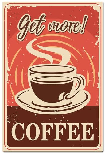 CREATCABIN Letrero Chapa Taza Café, Cartel Metal Vintage, Placa Pintura Retro, Arte Mural Decorativo, Colgante Cafetería, Cocina, Hogar, 30x20cm