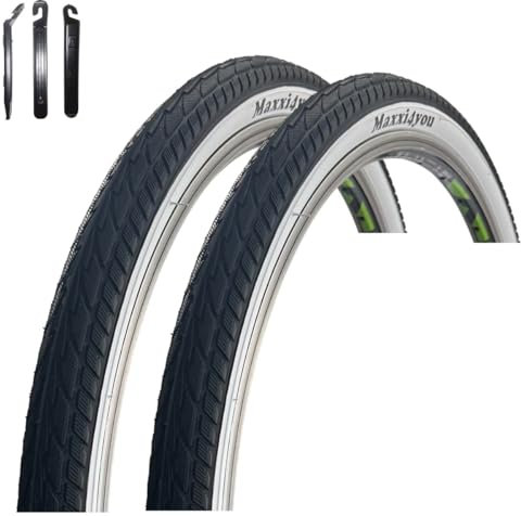 2 x maxxi4you HY 156 Fahrradreifen in Schwarz/Weiß 47-559 (26 x 1,75) inkl. maxxi4you Reifenheber