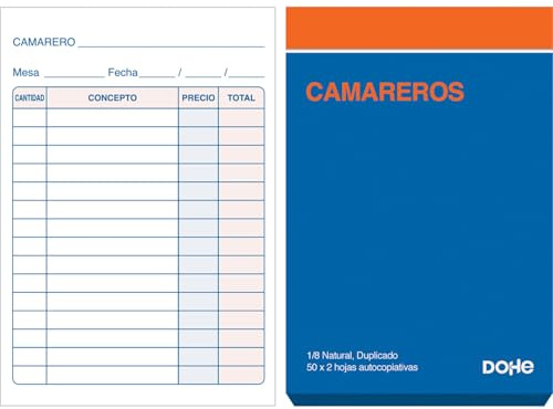 Dohe - Waiter's Notebooks (Pack of 10) - 50 Sheets (50 Sheets with 1 Copy) Size A6 11 x 15 cm Command Pads for Catering, Restaurants, Bars, Office Supplies
