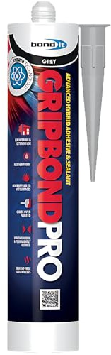 Bond It Grey Gripbond Pro Superior Bond Hybrid Polymar Sealant and Adhesive (285 ml) - Multi-Surface Interior and Exterior Silicone Sealant Use – No Isocyanates, High-Strength Flexible