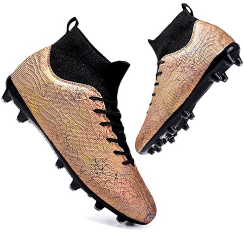 Xinghuanhua Chaussures de Foot Hautes Hommes Femmes | Bottes de Football avec Design de Collant pour Support de Cheville | Crampons FG/AG pour Sol Dur & Gazon Artificiel