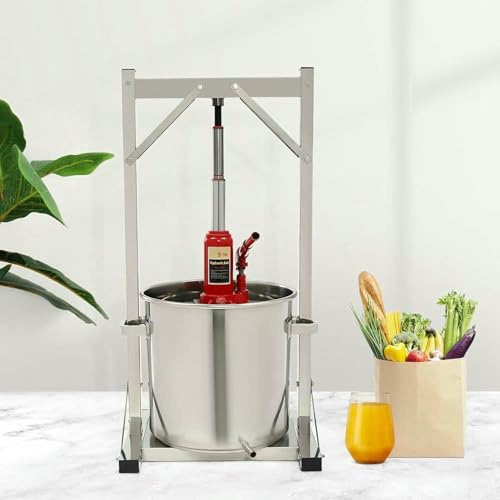 Pressa per vino e frutta, in acciaio inox, con martinetto idraulico per estrarre efficacemente il succo da bacche, verdure e frutta