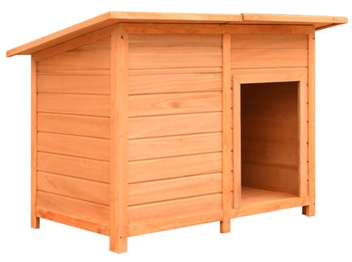 Ordellia Hundkoja av furu och gran 120 x 77 x 86 cm, väderbeständigt tak, hundhus, hundtält, djurkoja för trädgård, terrass, balkong och utomhus