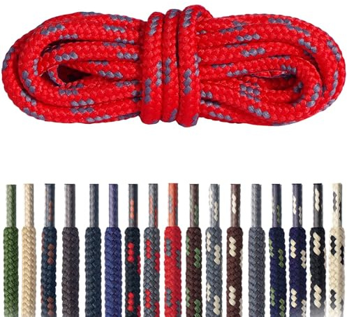 Mountval – Cordones para Botas de Senderismo y Trekking – Redondos y Resistentes de Poliéster – Resistentes al Desgarro – 6 Longitudes, 17 Colores