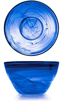 H&H Alabastro Insalatiera Alta, Blu Cobalto