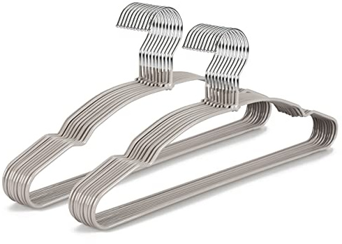 TOPIA HANGER Metal Hangers 20 Pack, Non Slip Clothes Hangers Space Saving, Heavy Duty Rubber Coated Wire Hanger for Coat, Shirt, Dress, Pants-Grey, CT12G